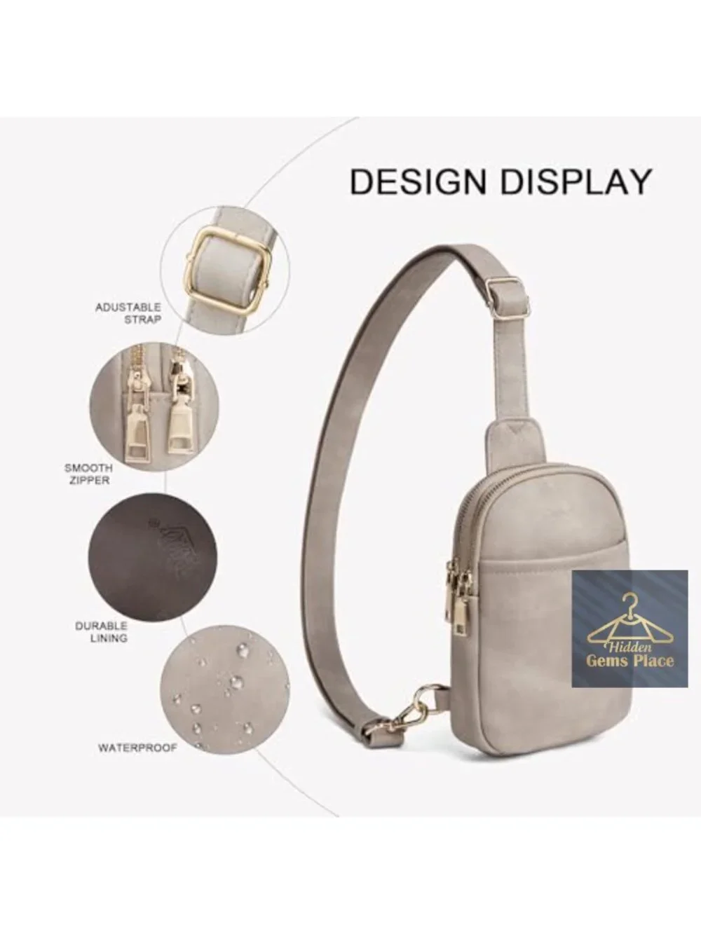 Faux Leather Crossbody Sling Bag with Multiple Pockets